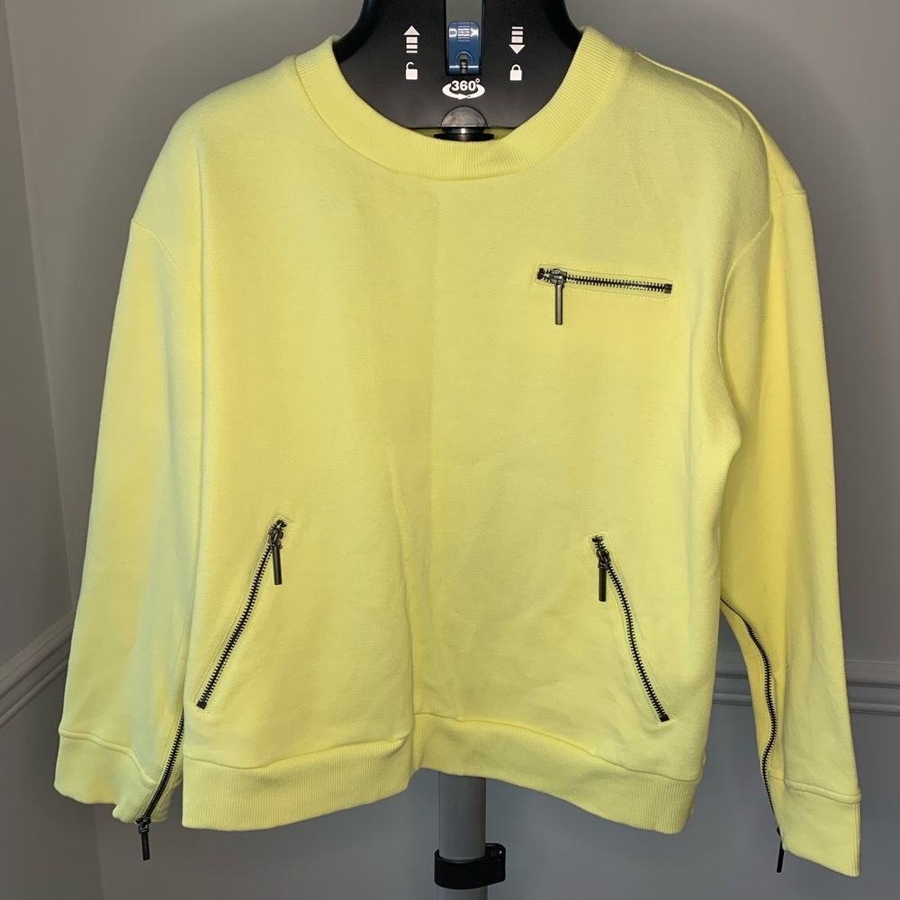 Kenneth Cole New York cotton blend Canary yellow zip sweatshirt.